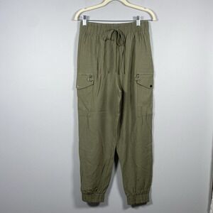 Lulus The Bottom Line Olive‎ Green Cargo Joggers Pants Women's Sz M High Rise